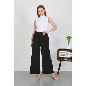 Moda Çizgi 210074 Siyah Bürümcük Kumaş Hafif Esnek Kadın Pantolon