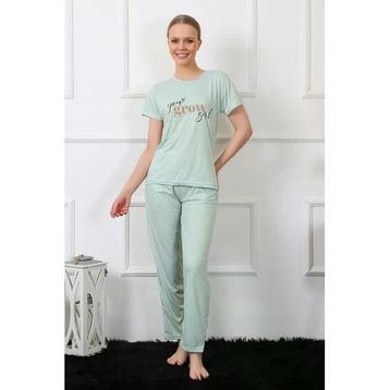 Moda Çizgi 4140 Su Yeşili Kısa Kol Kadın Pijama Takımı
