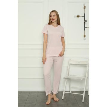 Moda Çizgi 4157 Pembe Penye Kadın Pijama Takımı