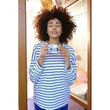 Moda Çizgi 4185 Mavi Uzun Kol 3 İplik Penye Kadın Pijama Takımı