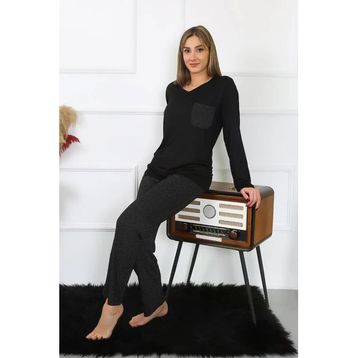 Moda Çizgi 4193 Uzun Kol Penye Kadın Pijama Takımı