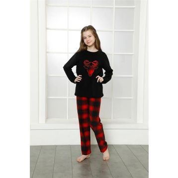 Moda Çizgi 4632 Siyah Welsoft Polar Kız Çocuk Pijama Takımı