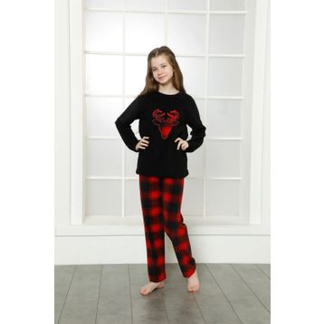 Moda Çizgi 4632 Siyah Welsoft Polar Kız Çocuk Pijama Takımı