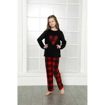 Moda Çizgi 4632 Siyah Welsoft Polar Kız Çocuk Pijama Takımı