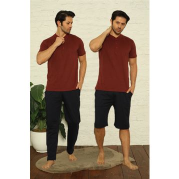 Moda Çizgi 6824 3'lü Bordo Erkek Pijama Takımı