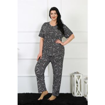 Moda Çizgi 75011 Siyah Büyük Beden Kısa Kol Kadın Pijama Takımı