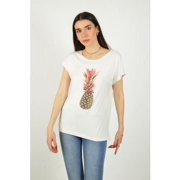 ModaHep Beyaz Baskılı Kadın T-Shirt