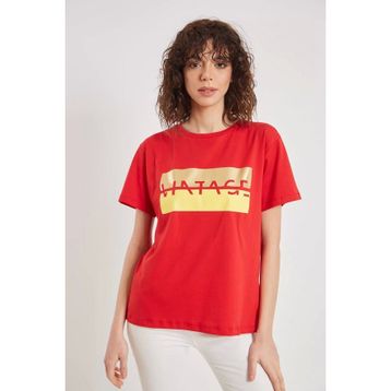 ModaHep Kırmızı Baskılı Kadın T-Shirt