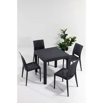 Modalife Rattan Antrasit 80x80 cm 4 Kişilik Bahçe Masa Takımı