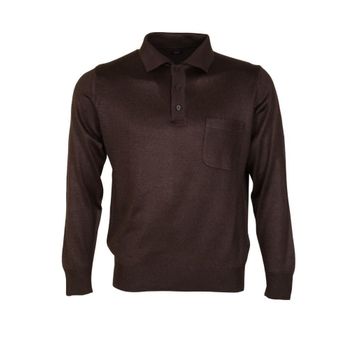 Modarar RAR00684 Polo Yaka Yünlü Koyu Kahverengi Klasik Normal Kesim Erkek Kazak