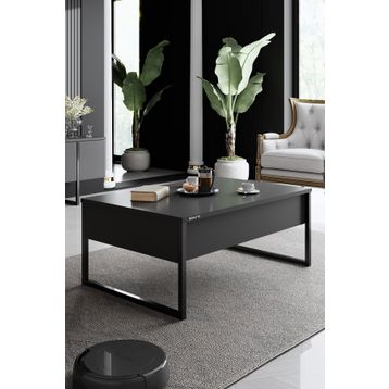Modatte Luxe 180x50x30 cm Siyah Demir Ayaklı TV Sehpası