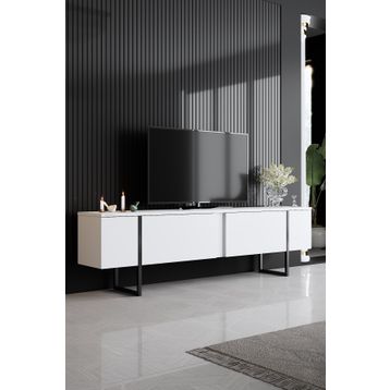 Modatte Luxe 180x50x30 cm Siyah Demir Ayaklı TV Sehpası