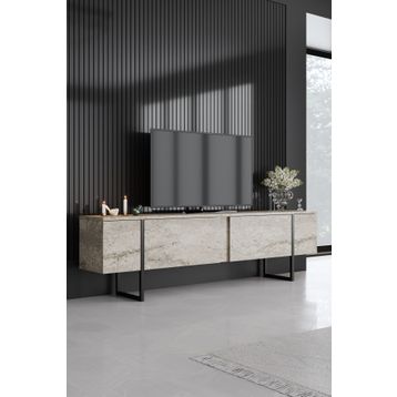 Modatte Luxe 180x50x30 cm Siyah Demir Ayaklı TV Sehpası
