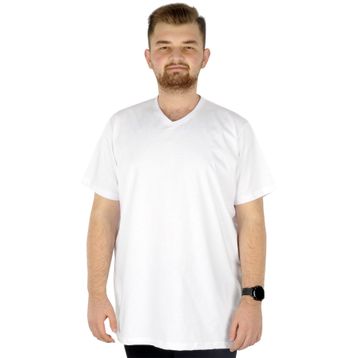 Mode 20032 Beyaz V Yaka Basic Erkek T-shirt