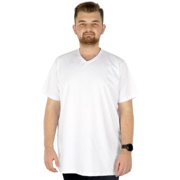 Mode 20032 Beyaz V Yaka Basic Erkek T-shirt