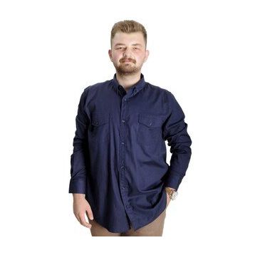 Mode XL 20360 Lacivert Uzun Kol Gabardin Çift Cep Erkek Gömlek