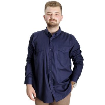 Mode XL 20360 Lacivert Uzun Kol Gabardin Çift Cep Erkek Gömlek