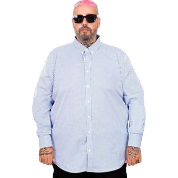 Mode XL 20399 İndigo Saten Çizgili Erkek Gömlek