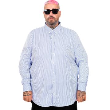 Mode XL 20399 İndigo Saten Çizgili Erkek Gömlek