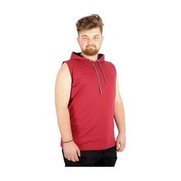 Mode XL 21125 Bordo Basic Kapüşonlu Erkek T-Shirt