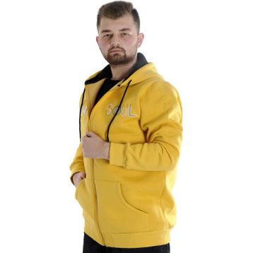 Mode XL 22531 Hardal Kapüşonlu Erkek Sweatshirt
