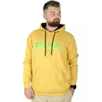 Mode XL 22545 Hardal Kapüşonlu Erkek Sweatshirt