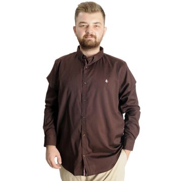 Mode XL 23303 Kahverengi Uzun Kol Tom Oxford Erkek Gömlek