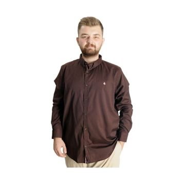 Mode XL 23303 Kahverengi Uzun Kol Tom Oxford Erkek Gömlek