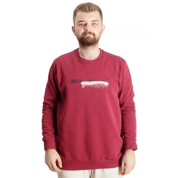 Mode XL 23528 Bordo Bisiklet Yaka Erkek Sweatshirt