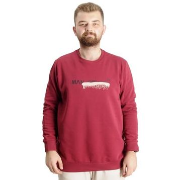 Mode XL 23528 Bordo Bisiklet Yaka Erkek Sweatshirt