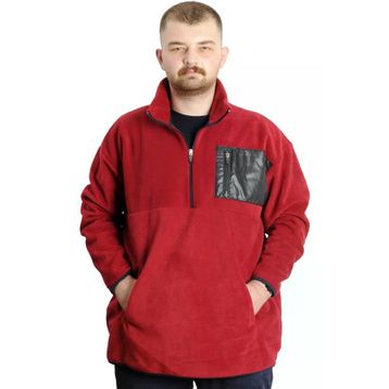 Mode XL 23552 Bordo Yarım Fermuarlı Garnili Polar Erkek Sweatshirt