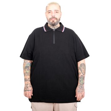 Mode XL 25319 Siyah Fermuarlı Polo Yaka Erkek T-shirt