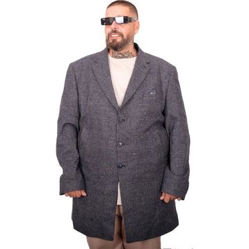 Mode XL 25750 Lacivert Ekose Uzun Erkek Palto
