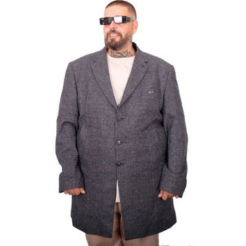Mode XL 25750 Lacivert Ekose Uzun Erkek Palto