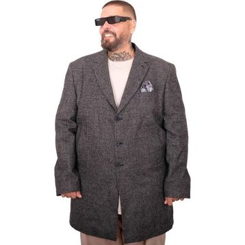 Mode XL 25750 Siyah Ekose Uzun Erkek Palto