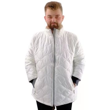 Mode XL U24611 Beyaz Dik Yaka Ribanalı Kol Erkek Mont