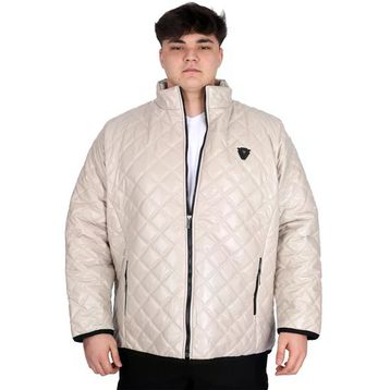 Mode XL U24615 Dik Yaka Kapitone Bej Erkek Mont