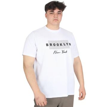 Mode XL U25002 Brooklyn Waffle Beyaz Baskılı Erkek T-shirt