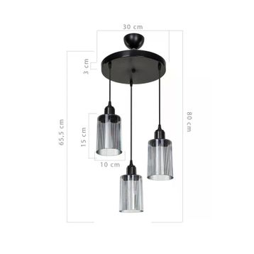 Modelight Aksel 3'lü Füme Optik Camlı Avize