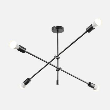 Modelight Ark Siyah Metal 4'lü Geometrik Avize