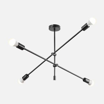 Modelight Ark Siyah Metal 4'lü Geometrik Avize