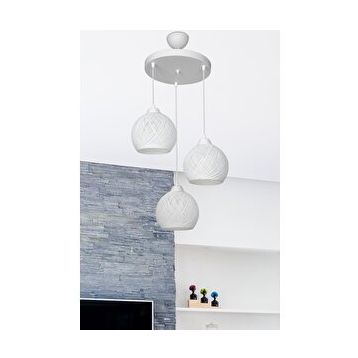 Modelight Ball 3'lü Çember Kırıık Beyaz Avize