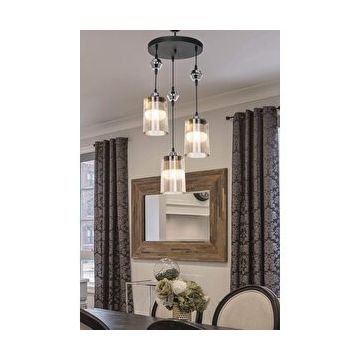 ModeLight Ceylan 3'lü Siyah Optik Bal Camlı Avize