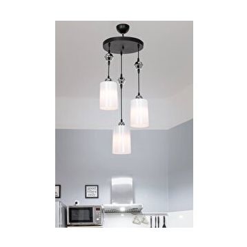 Modelight Ceylan 3'lü Siyah Optik Opal Camlı Avize