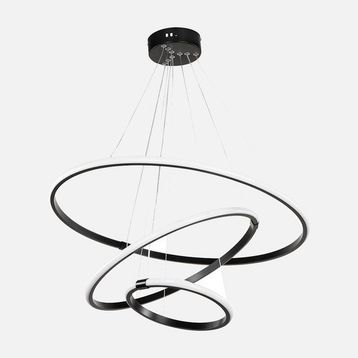 Modelight Ring Siyah Alüminyum 3'lü Sarkıt Led Avize