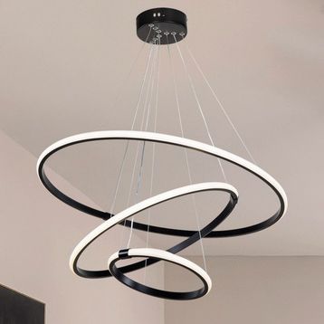 Modelight Ring Siyah Alüminyum 3'lü Sarkıt Led Avize