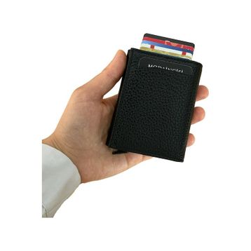 Modica Pescol Siyah Hakiki Deri Rfid Korumalı Mekanizmalı Cüzdan