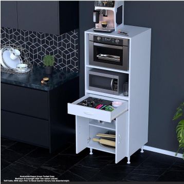 Modilayn Birce Lina M-60x162,4x48 cm Çekmeceli Çok Amaçlı Mutfak Dolabı