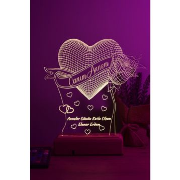 Modiwa Design Anneler Günü Hediyesi 3D 16 Renk Gece Lambası