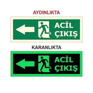 Modülerteknik Fotolümen Levha Acil Çıkış Sol 15x30 cm Uyarı Levhası